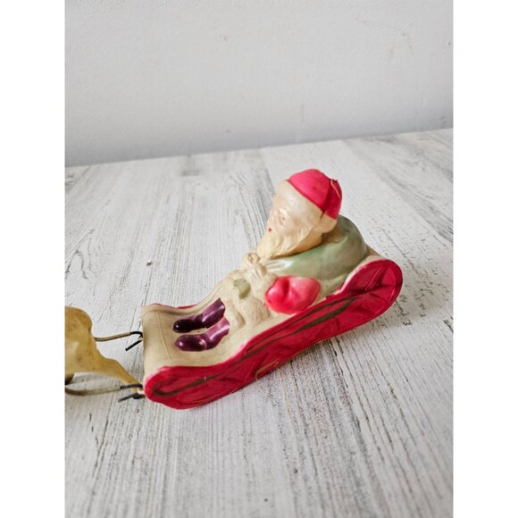 Antique Japan celluloid Santa reindeer plastic as is display sleigh - Picture 7 of 13